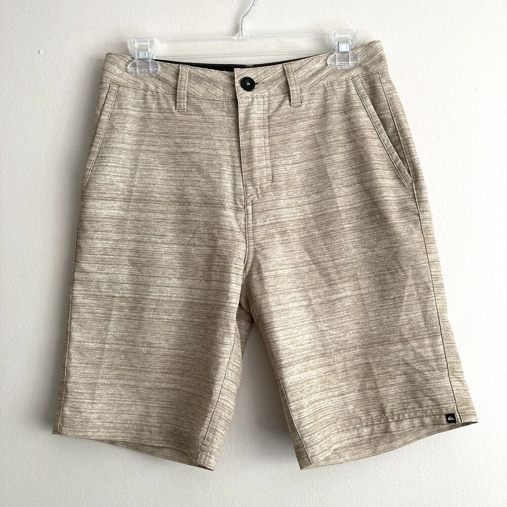 Quiksilver Mens Amphibian Hybrid Shorts Khaki Skate Golf Casual 9" Inseam